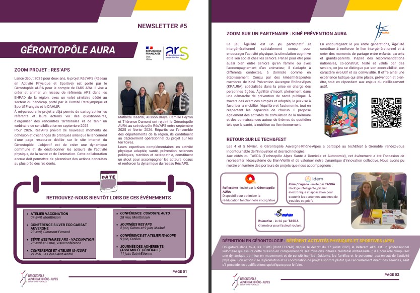 Cap sur la cinquième Newsletter du Gérontopôle AURA !