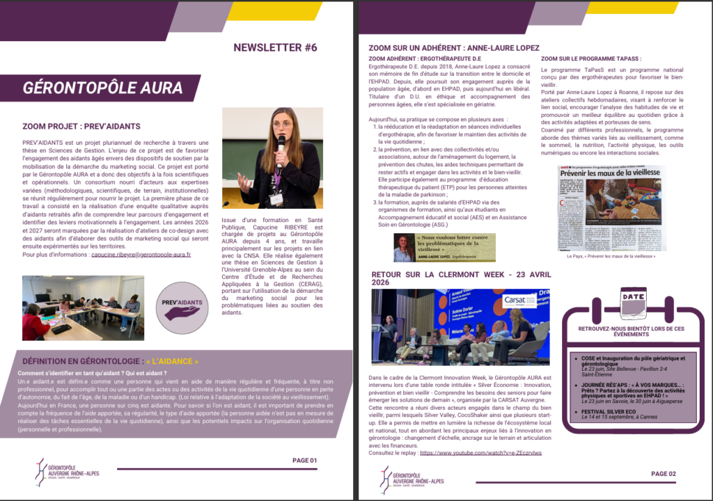 Place à la 6ᵉ Newsletter du Gérontopôle AURA !